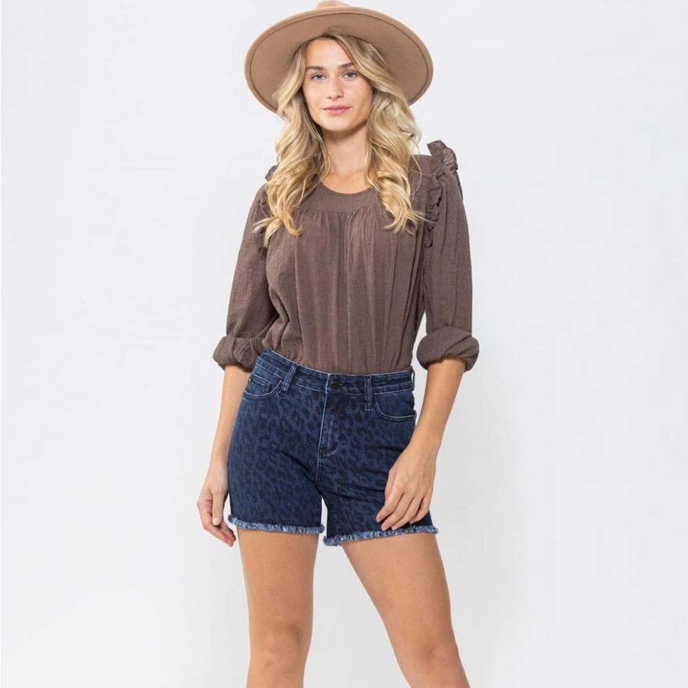 Judy Blue Denim Leopard Print Shorts